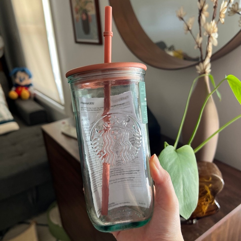 Starbucks 2024 Terracotta Brown Recycled Triangle Glass Cold Cup